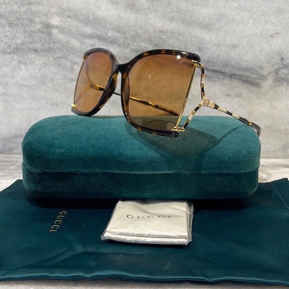 NWT Gucci GG0592S - 003 Havana Sunglasses - Picture 3 of 6